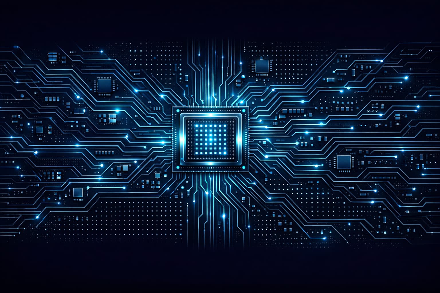 Glowing CPU processor circuit board background